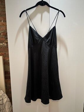 Madewell Black V-Neck Slip Mini Dress with Adjustable Strap Open Back Small 2-4